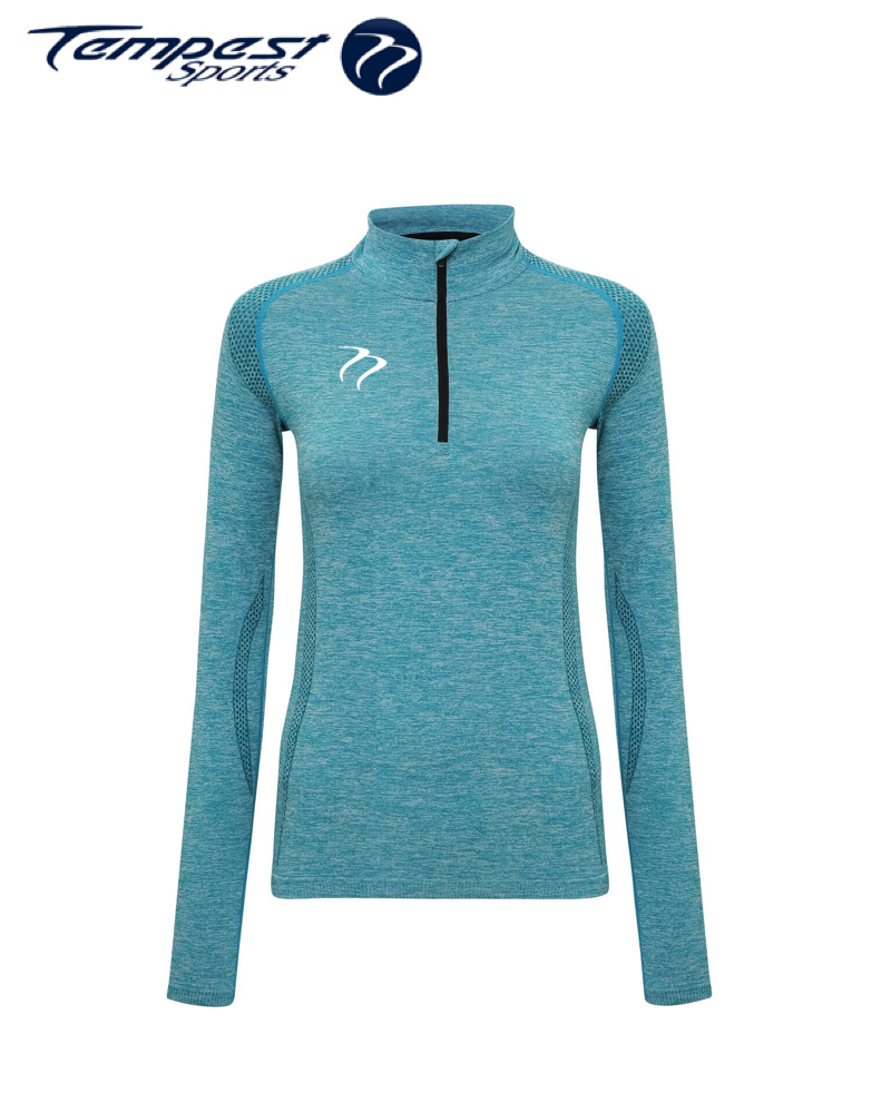 Tempest Women's seamless '3D fit' multi-sport performance zip top - Turquoise